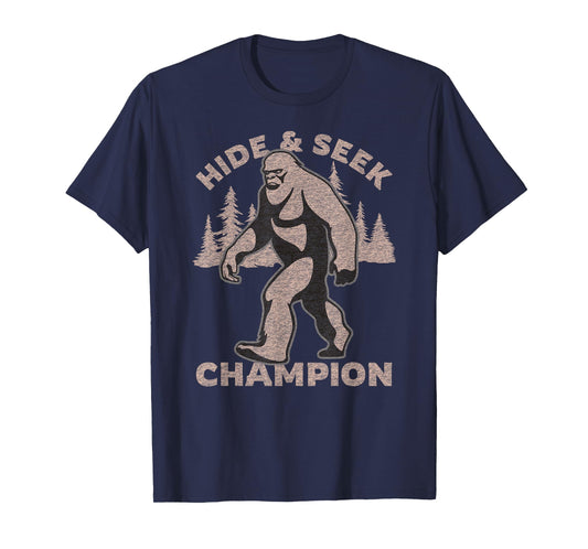 Funny Bigfoot Graphic Print Hide and Seek Champion T-Shirt