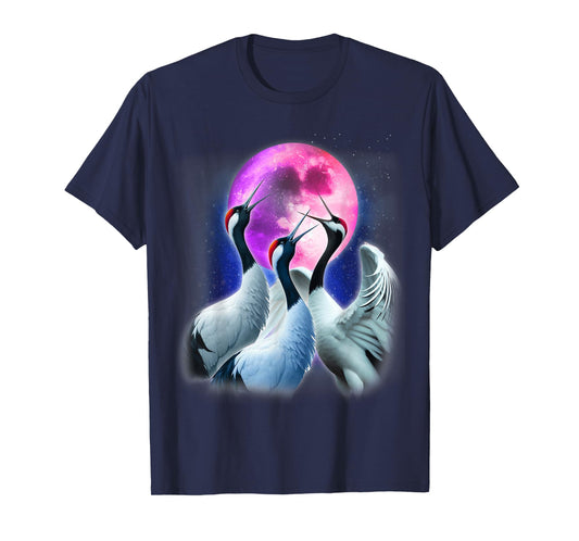 3 Whooping Crane Howling At The Moon Funny Crane Bird Lover T-Shirt