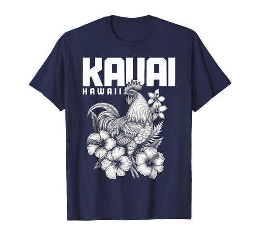 We Love Kauai Hawaii Kauai Hawaii Chicken Hawaiian Hibiscus Flowers Vintage Black T-Shirt