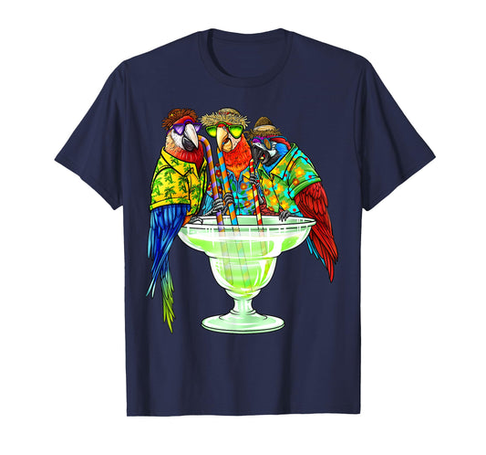 Parrots Drinking Margarita Hawaiian Vacation Birds T-Shirt