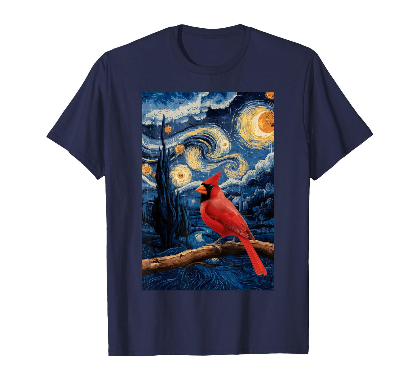 Cute Starry Red Cardinal Night For Bird Lovers T-Shirt