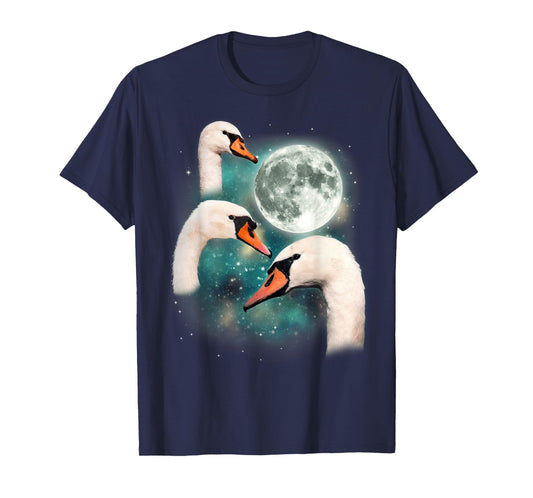 Three Swan Moon | 3 Swans Funny Bird Parody Cursed Meme T-Shirt