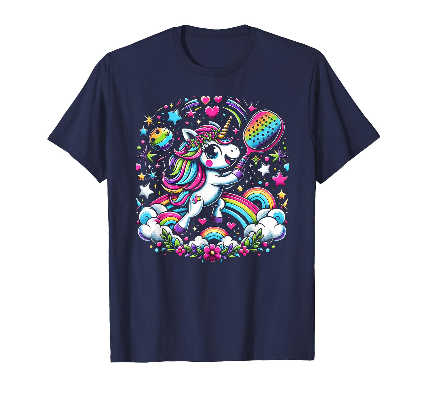 Magical Pickleball Unicorn Rainbow Girls Fancy T-Shirt