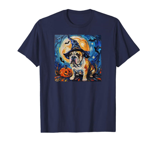 Cute Bulldog Witch | Funny Dog Halloween T-Shirt