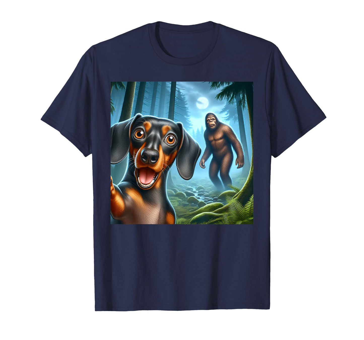 Dachshund Selfie with bigfoot sasquatch T-Shirt