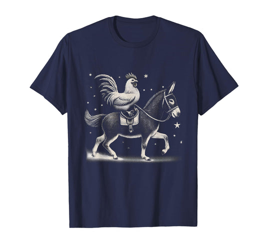 Funny Chicken Riding Donkey Chicken Lover T-Shirt