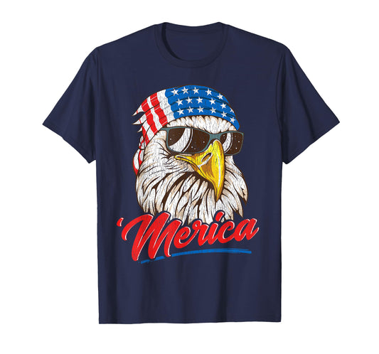 Bald Eagle Merica 80s Mullet Eagle America USA 4th of July T-Shirt for Women Men