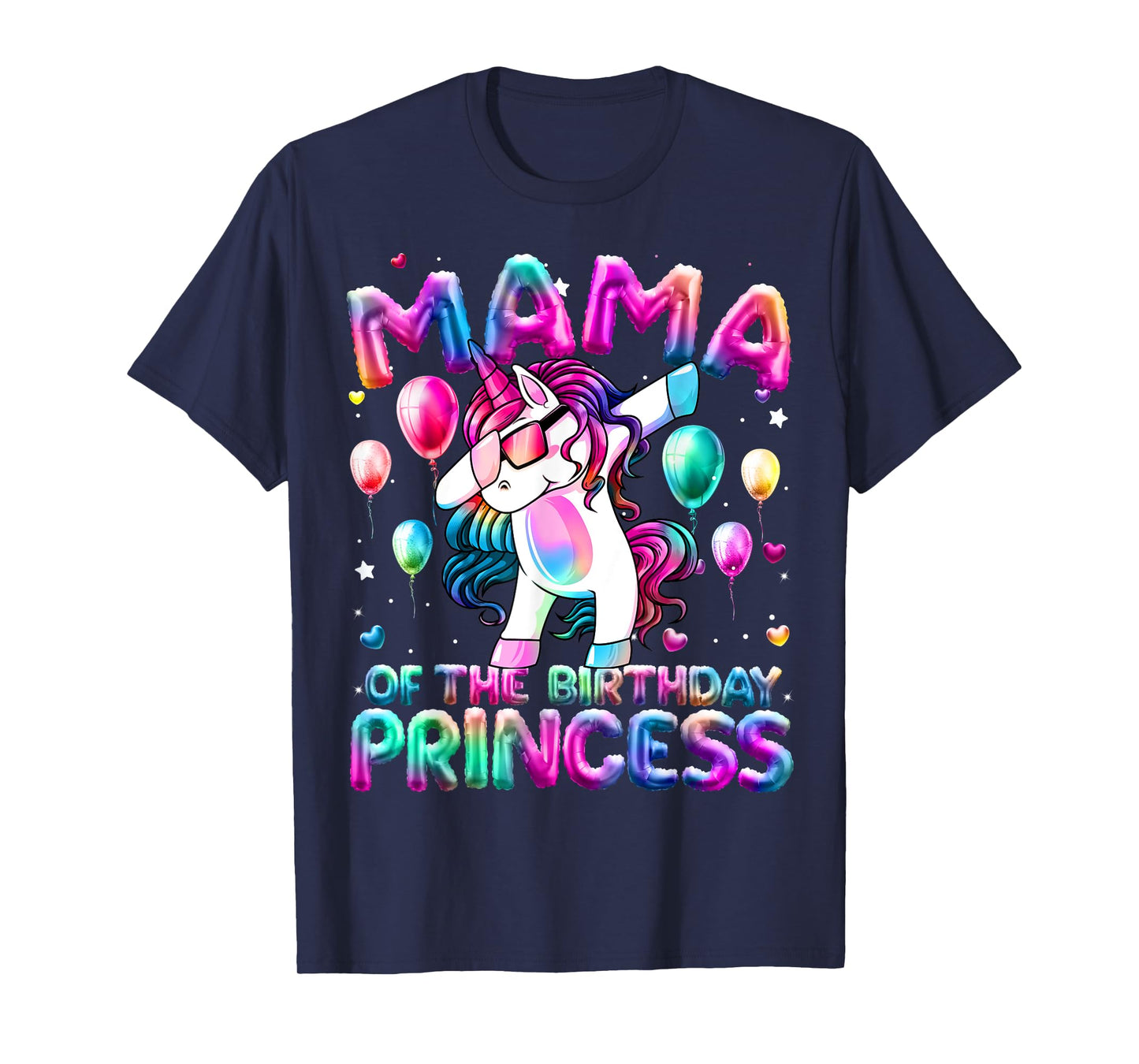 Mama of the Birthday Princess Girl Dabbing Unicorn Mom T-Shirt