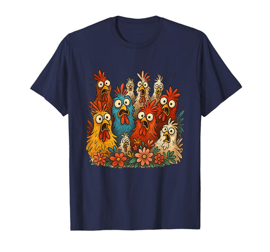 Funny Family Design Crazy Colorful Chicken Art Men Women T-Shirt