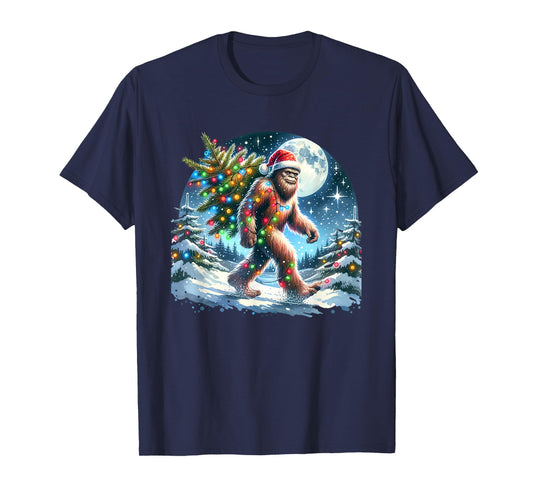 Bigfoot Christmas Holiday Sasquatch Xmas T-Shirt - Bigfoot CHristmas Shirt & Sasquatch Lover Xmas - Unisex-Adults, Unisex-Kids - Black - Small - Short Sleeve - T-Shirt