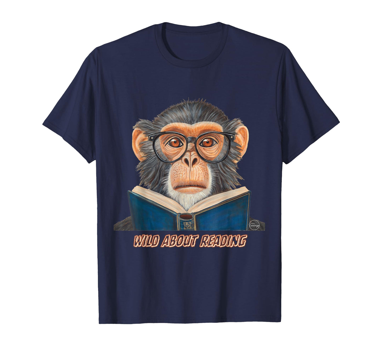 Monkey Reading Book Glasses Library Animal T-Shirt