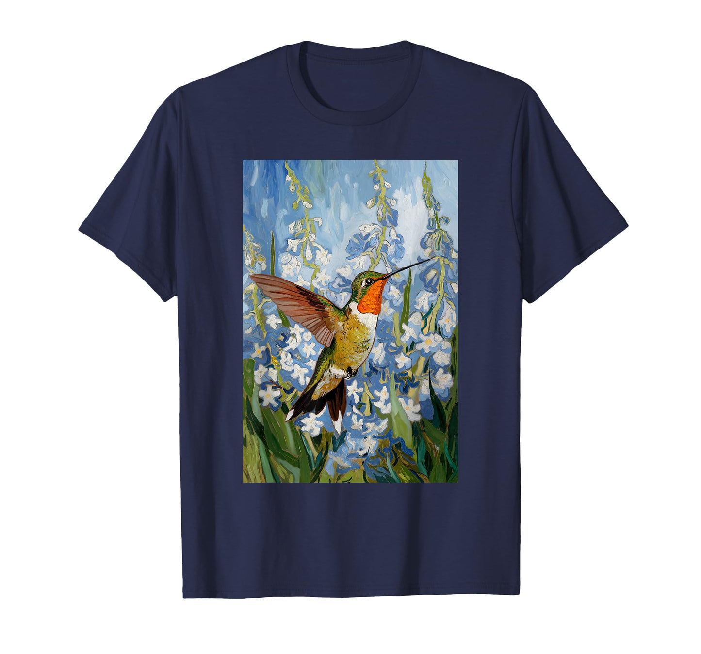 Van Gogh Hummingbird apparel | Starry Night Bird Lover T-Shirt