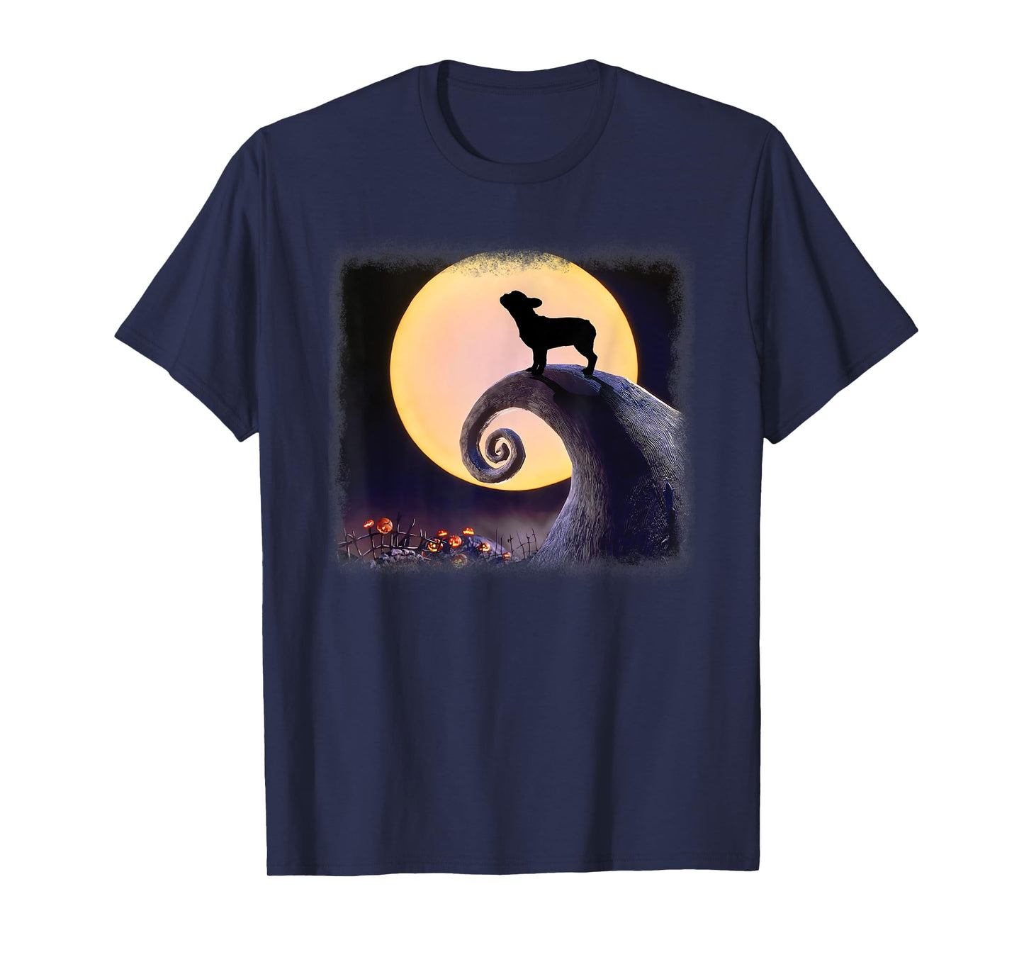 Funny French Bulldog and Moon Halloween Costume Men Women Kids T-Shirt