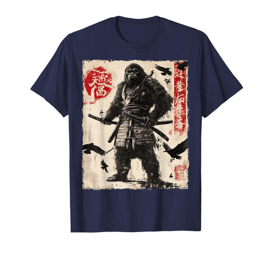 Bigfoot Sasquatch Samurai Graphic Japanese Warrior Anime T-Shirt