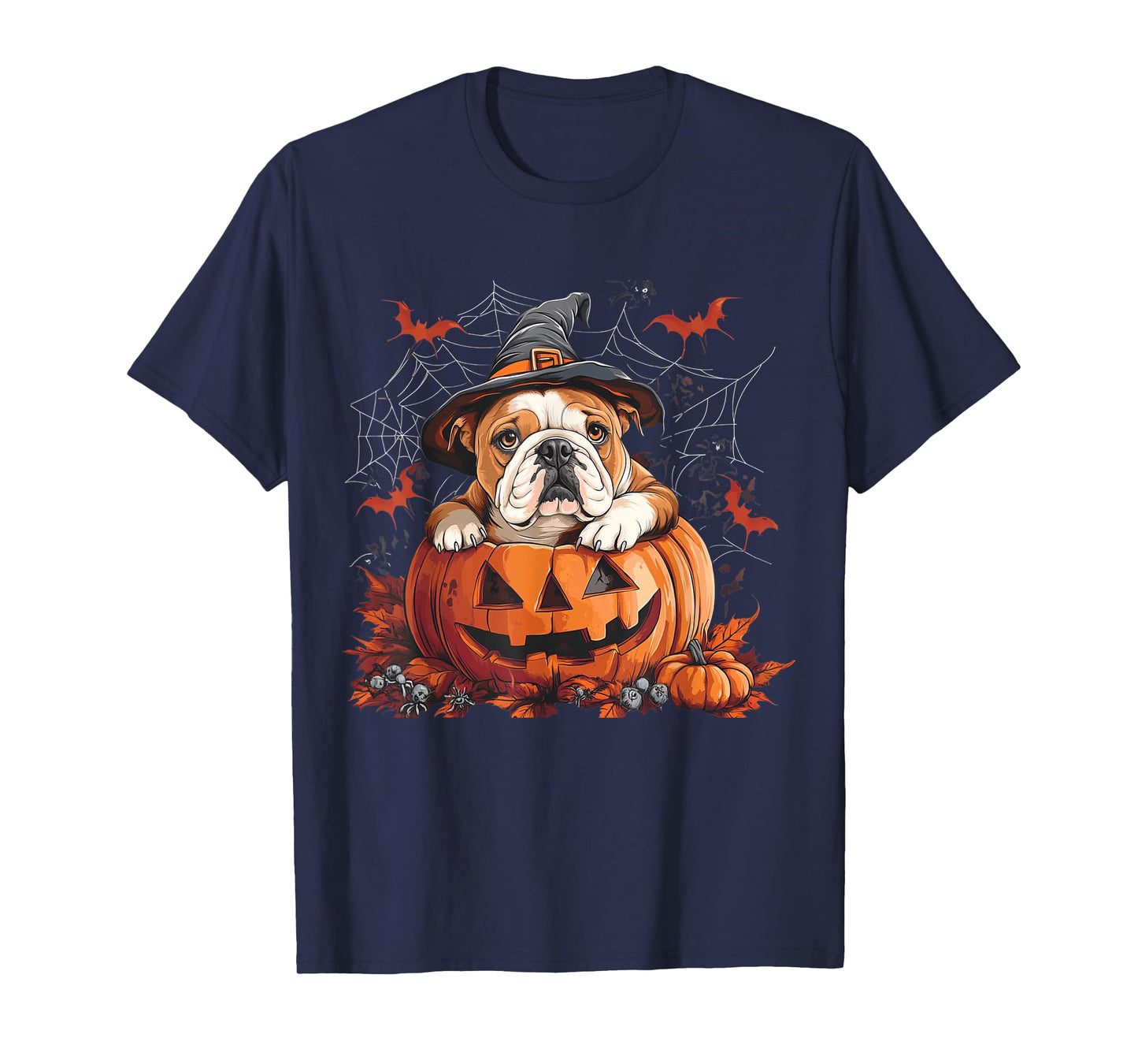 English Bulldog Pumpkin Halloween Thanksgiving Men Women Dog T-Shirt