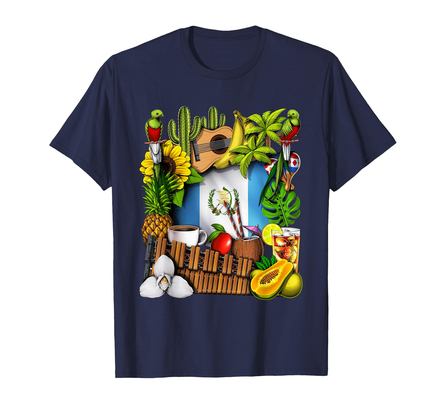 Guatemala Flag Quetzal Bird Guatemalan Heritage Roots T-Shirt