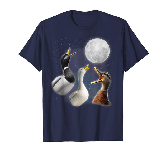 3 Ducks Howling At The Moon Funny Duck Lover Ornithologist T-Shirt
