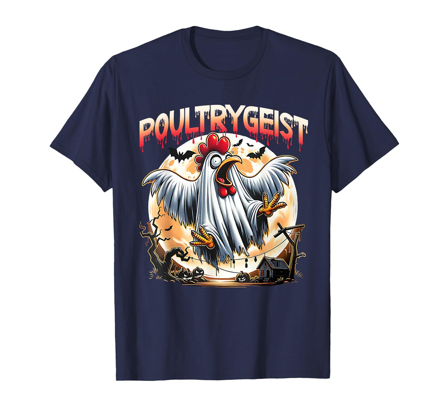 Funny Chicken Halloween Spooky Chicken Poultrygeist Parade T-Shirt