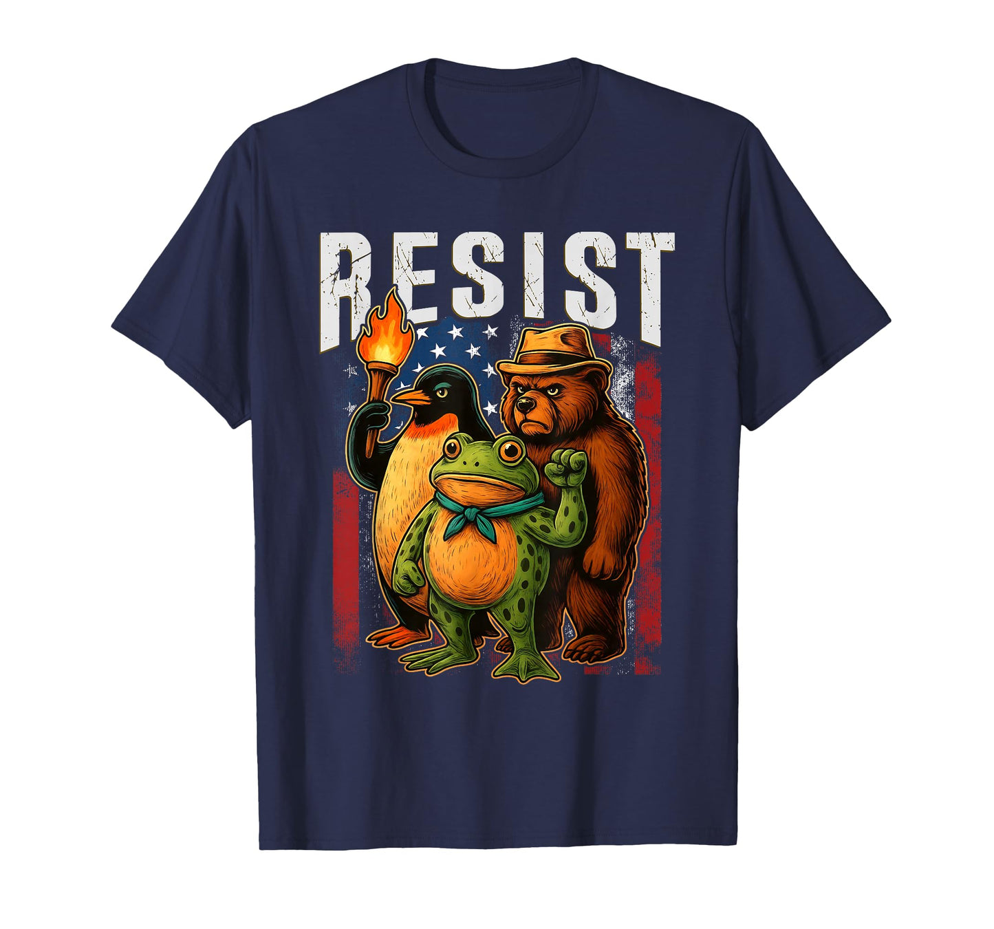 Bear Penguins and Frog Resist Protest Against Tariffs T-Shirt