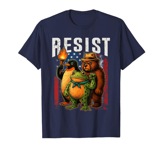 Bear Penguins and Frog Resist Protest Against Tariffs T-Shirt