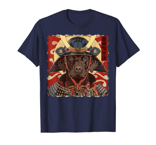 Chocolate Lab Labrador Retriever Dog Japanese Art Samurai T-Shirt