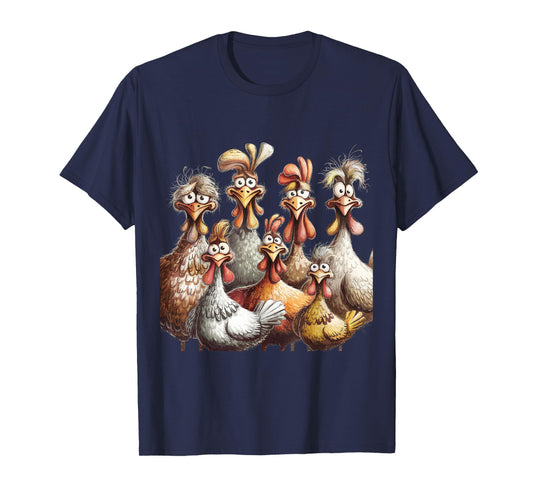 Colorful Funny Chicken Art, Crazy Chicken Family T-Shirt