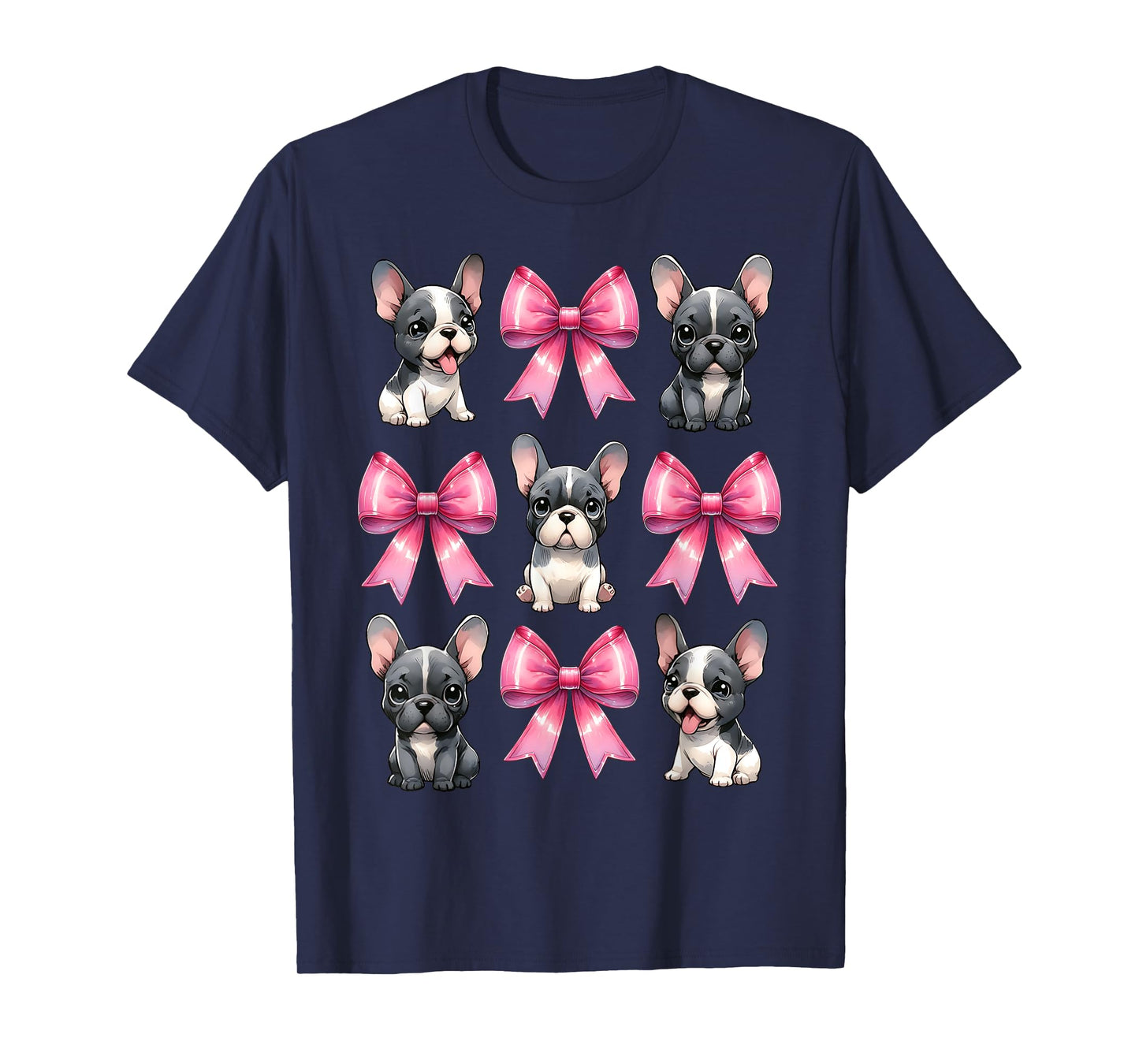 Coquette Bow French Bulldog Dog Frenchie Mom Pink Ribbon Mom T-Shirt