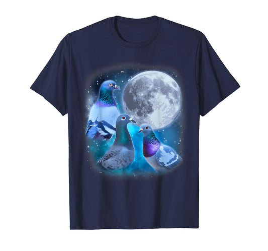 Funny Pigeons Howling at the Moon - Funny Pigeon meme T-Shirt