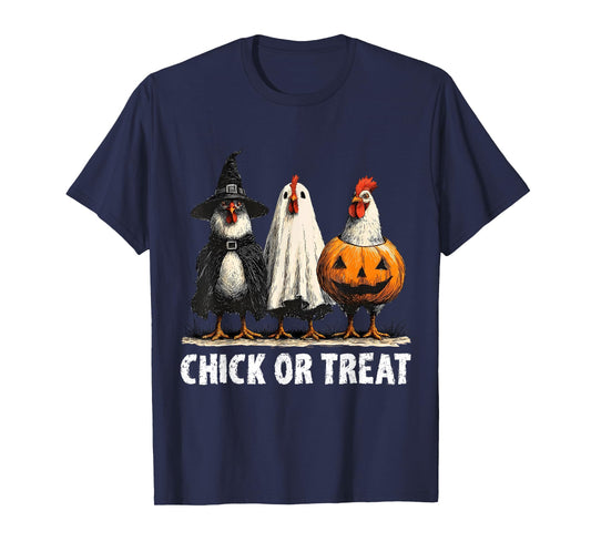 Horror Funny Chick Or Treat Chickens Ghost Witchy Halloween T-Shirt