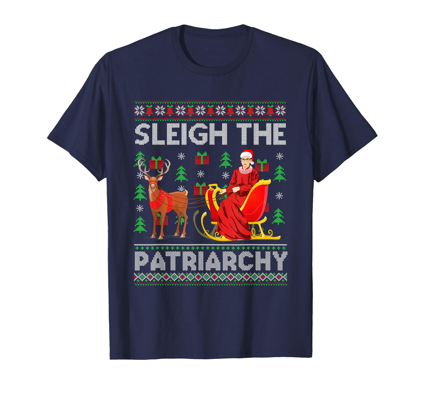 Feminist Ruth Bader Ginsburg RBG Xmas Sleigh The Patriarchy T-Shirt