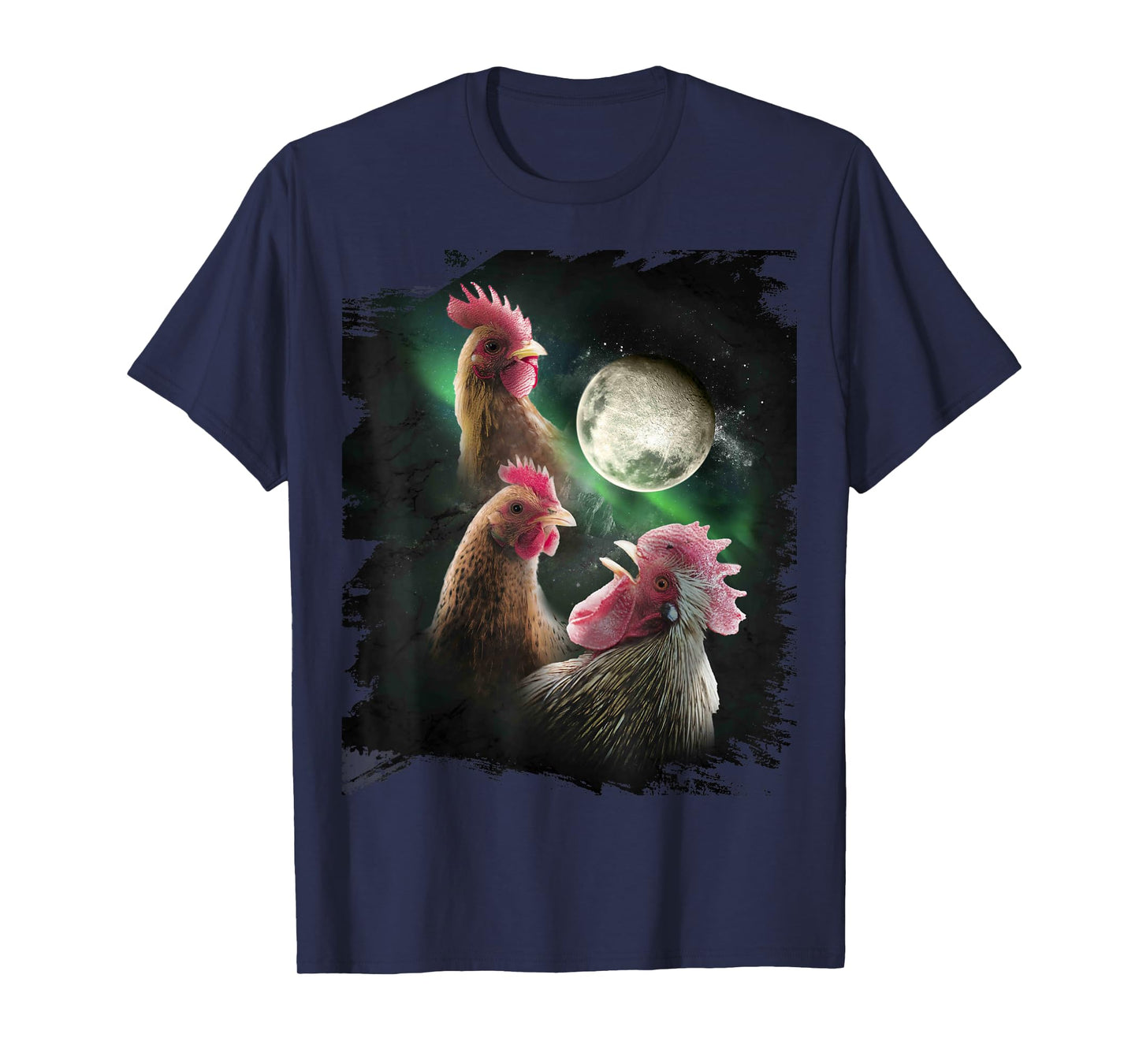 3 Chicken Moon Wolf Chickens Howling Wolves T-Shirt