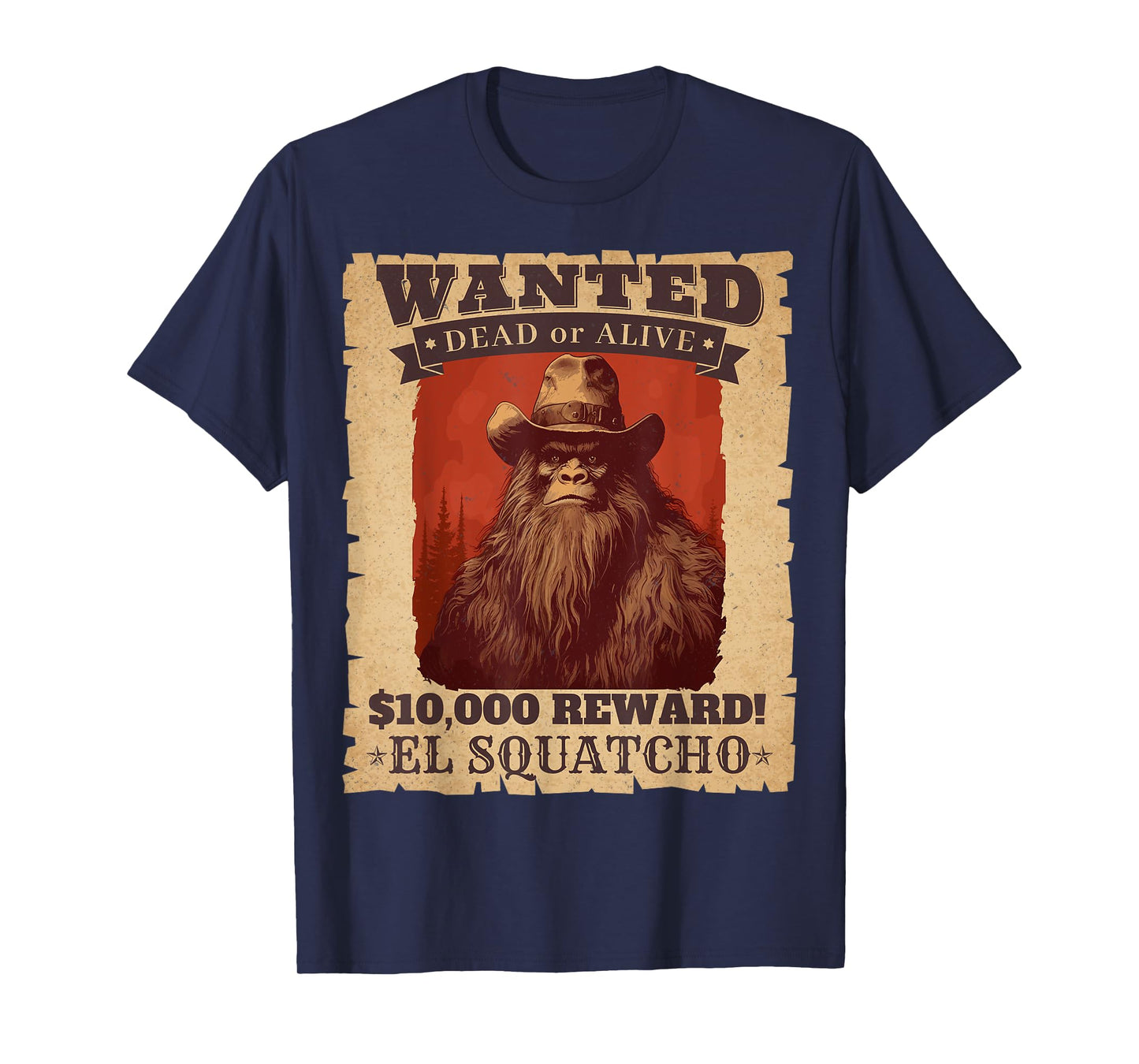 Funny Sasquatch Western Bigfoot Wanted Poster Cowboy Lover T-Shirt