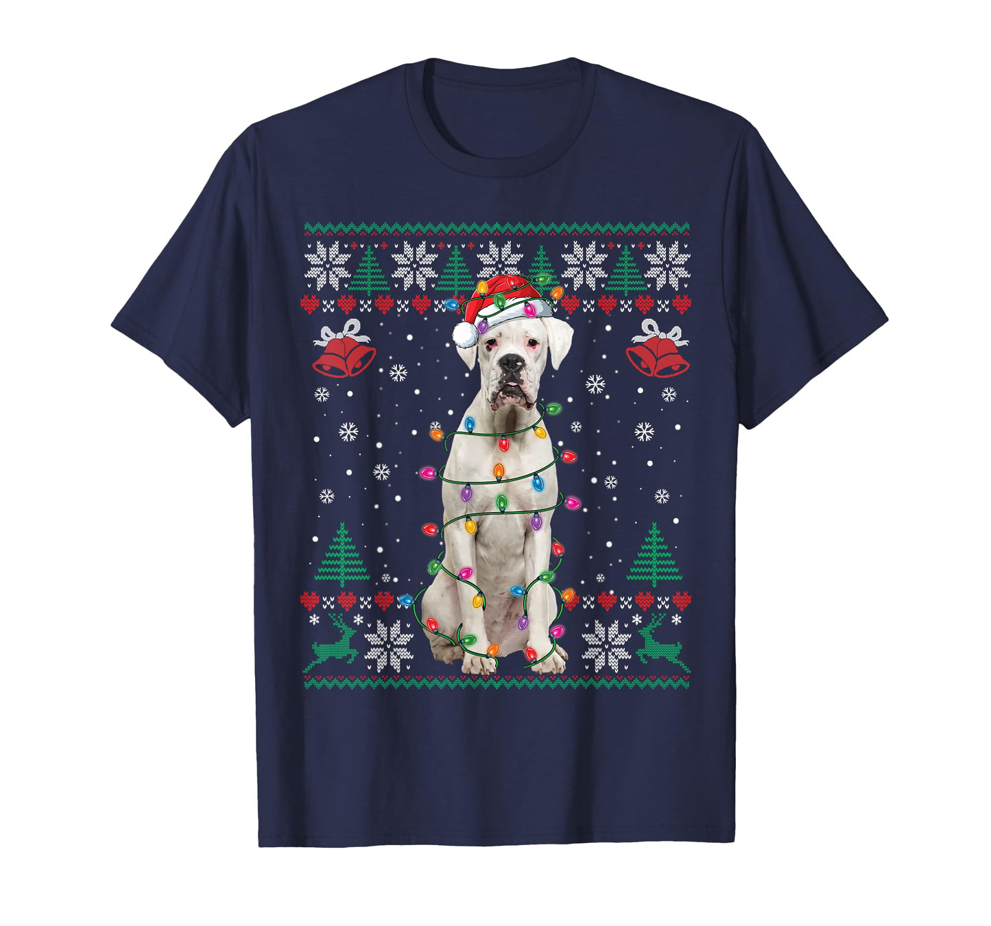 White Boxer Dog Ugly Christmas Sweater Funny Xmas T-Shirt