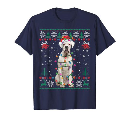 White Boxer Dog Ugly Christmas Sweater Funny Xmas T-Shirt