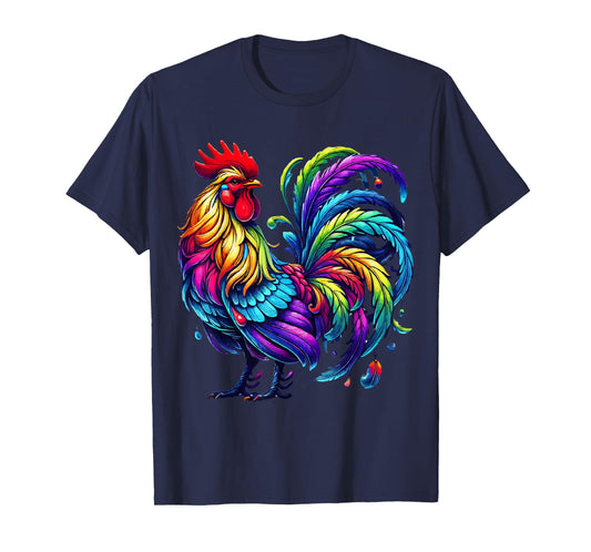 Chicken Colourful Art Animal Graphic Motif Chicken T-Shirt