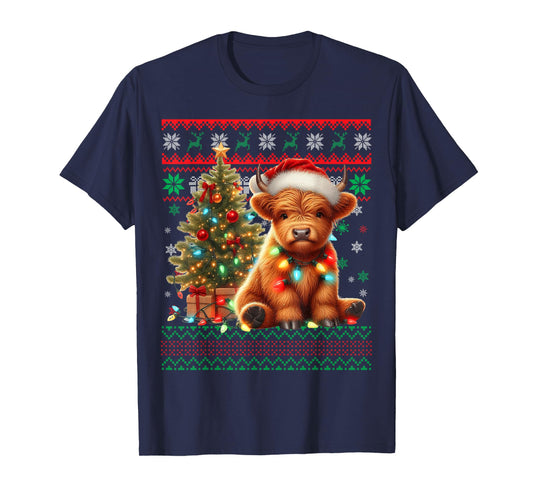 Scottish Highland Cow Christmas Funny Cow Lover Xmas T-Shirt