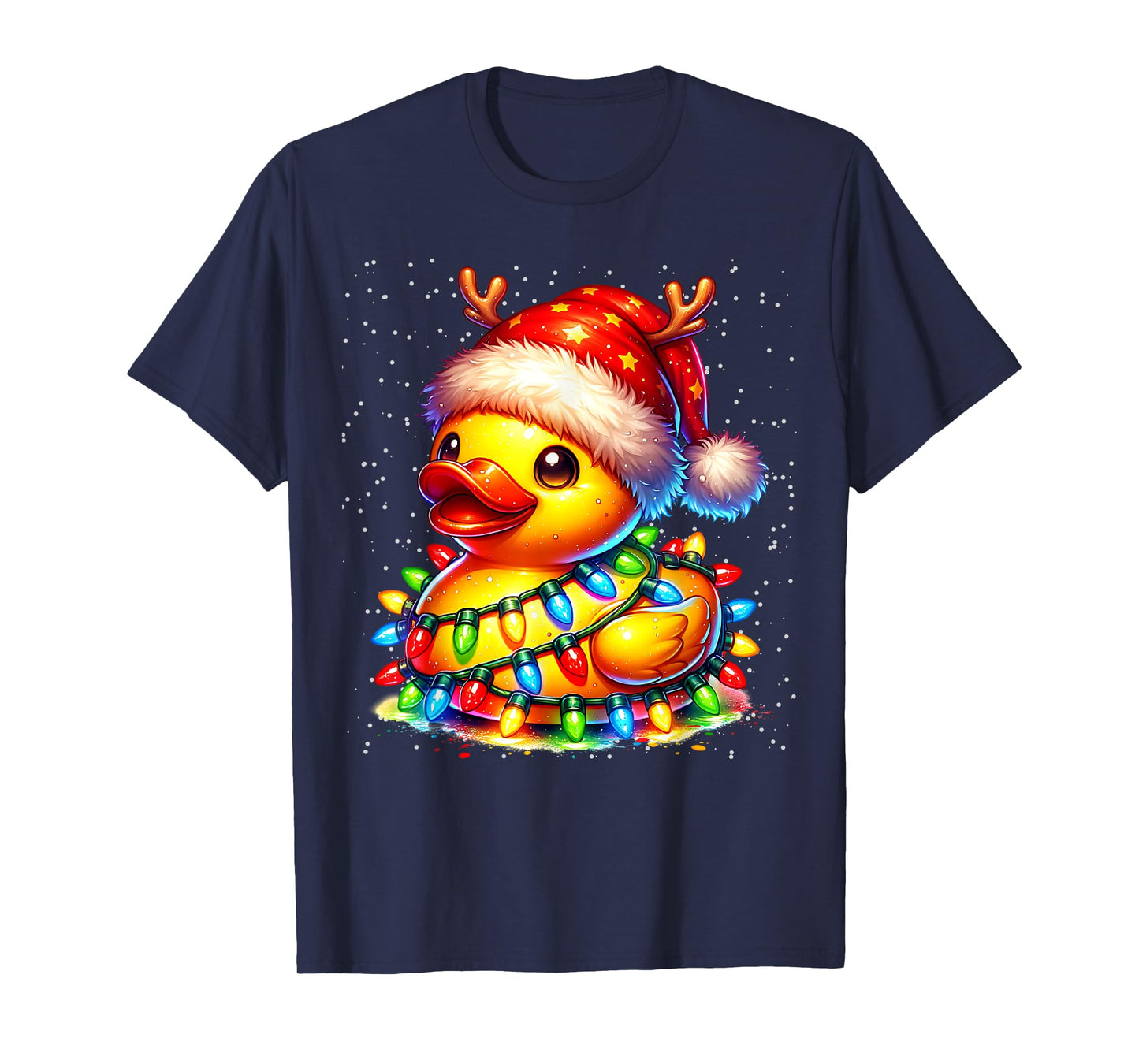 Rubber Duck Squad Christmas Light Reindeer Crew Xmas Pajama T-Shirt