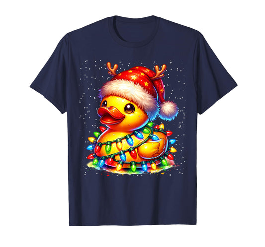 Rubber Duck Squad Christmas Light Reindeer Crew Xmas Pajama T-Shirt