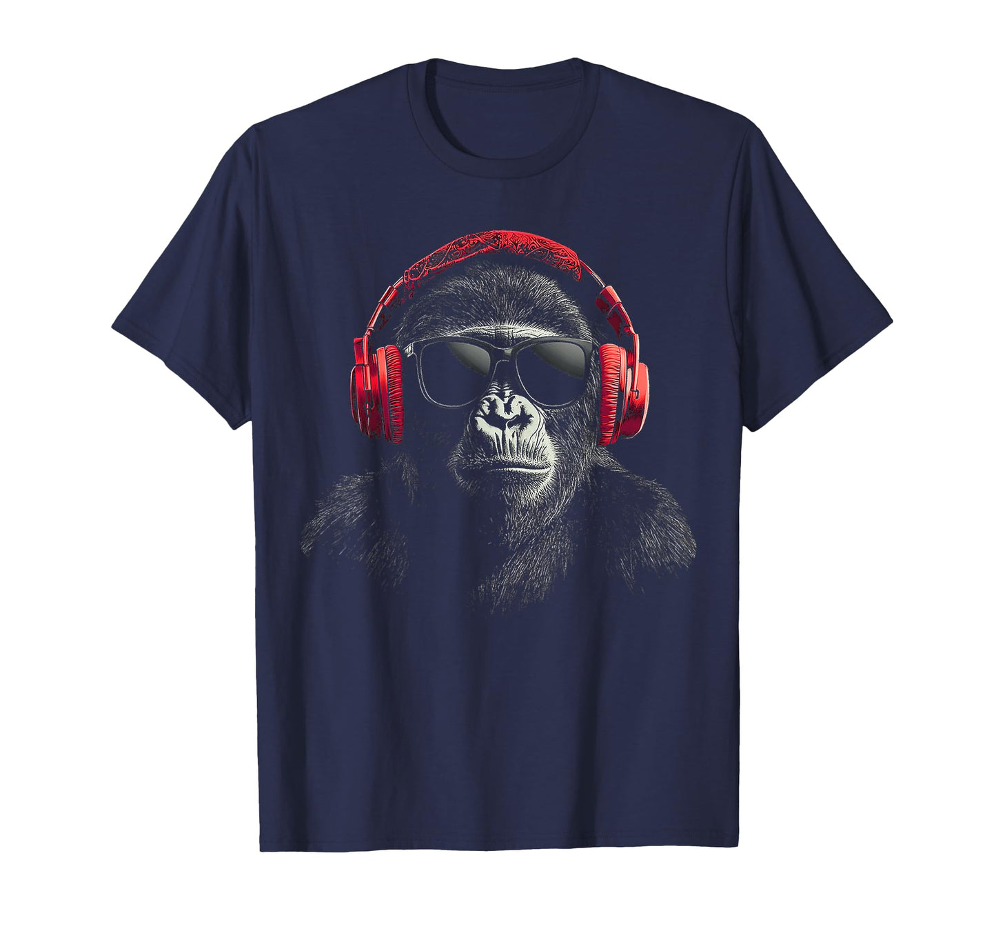 Gorilla Monkey Motif Animal Music Headphone Gorilla T-Shirt