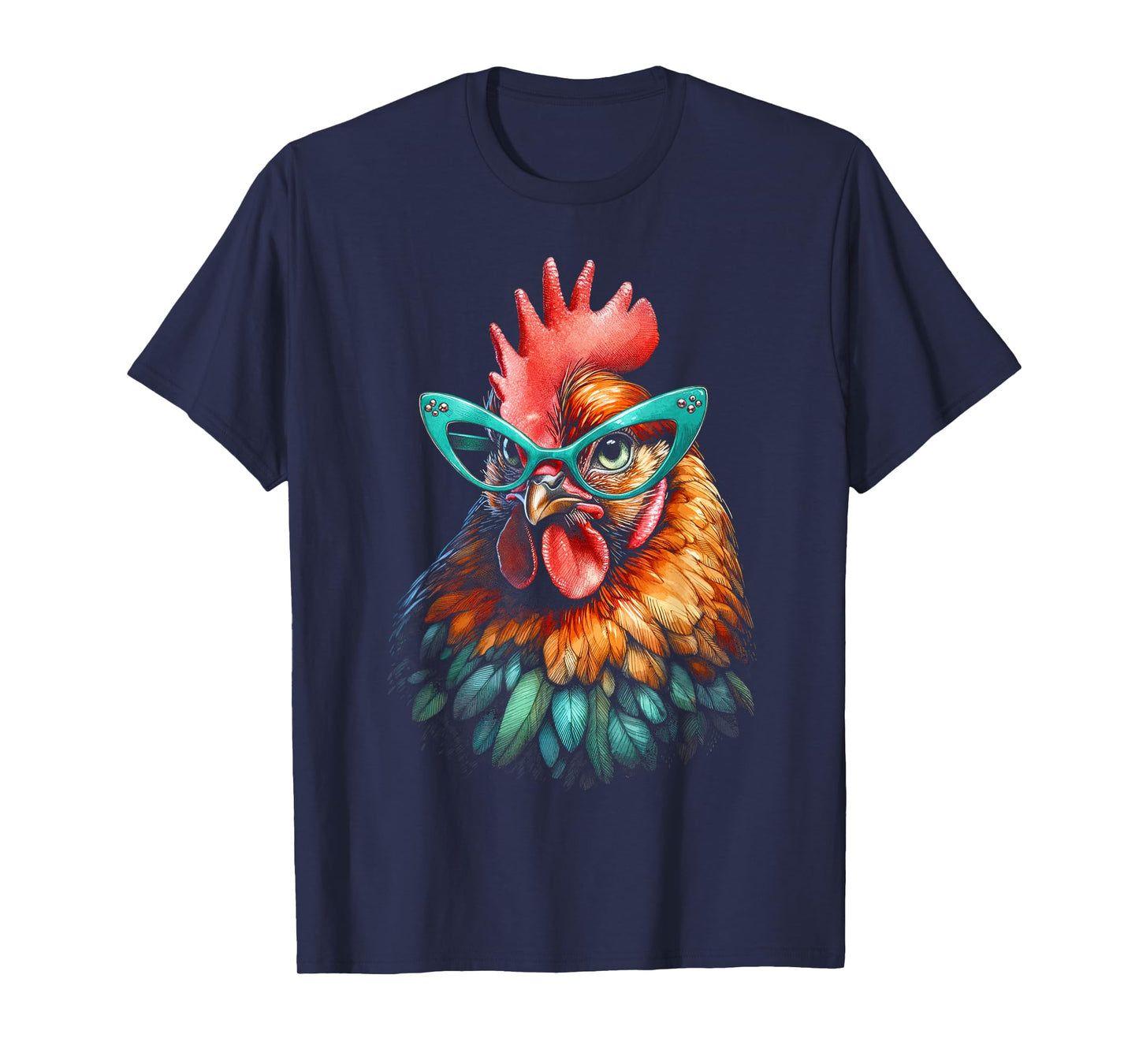 Chicken Funny Eyeglasses Cute Graphic Women Chicken Lover T-Shirt