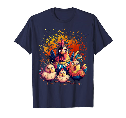 Colorful Funny Chicken Art T-Shirt