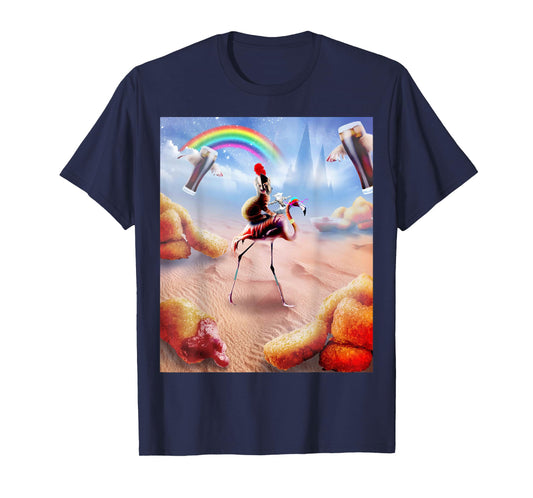 Cat Riding Flamingo With Chicken Nuggets And Cola T-Shirt