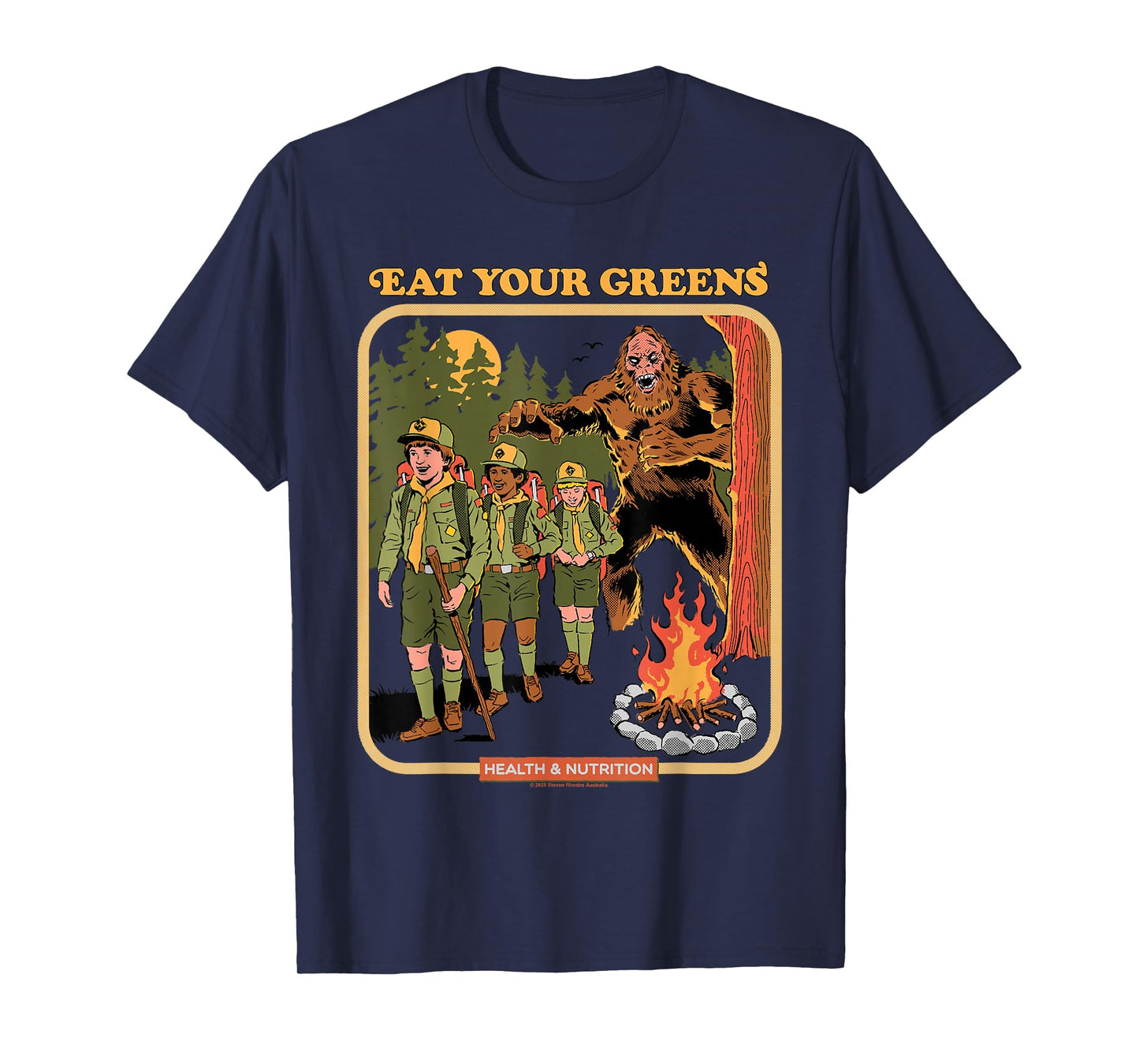Eat Your Greens Bigfoot Sasquatch Retro Funny Adult Humor T-Shirt