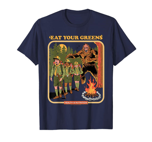 Eat Your Greens Bigfoot Sasquatch Retro Funny Adult Humor T-Shirt