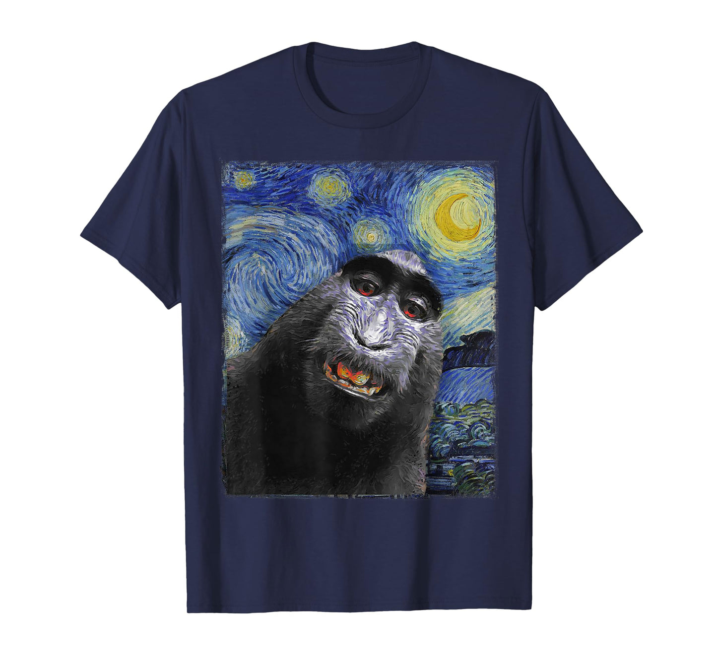 Funny monkey selfie Van Gogh Starry night Funny Art Painting T-Shirt