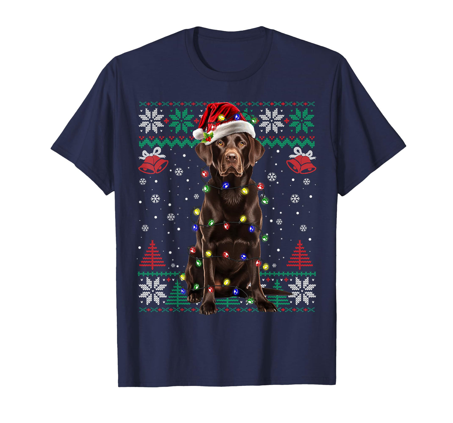 Chocolate Lab Christmas Santa Hat Dog Ugly Sweater T-Shirt