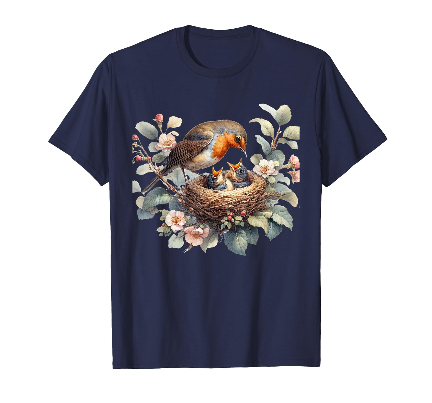 Mother Robin and Baby Robin Nestlings Ornithology T-Shirt