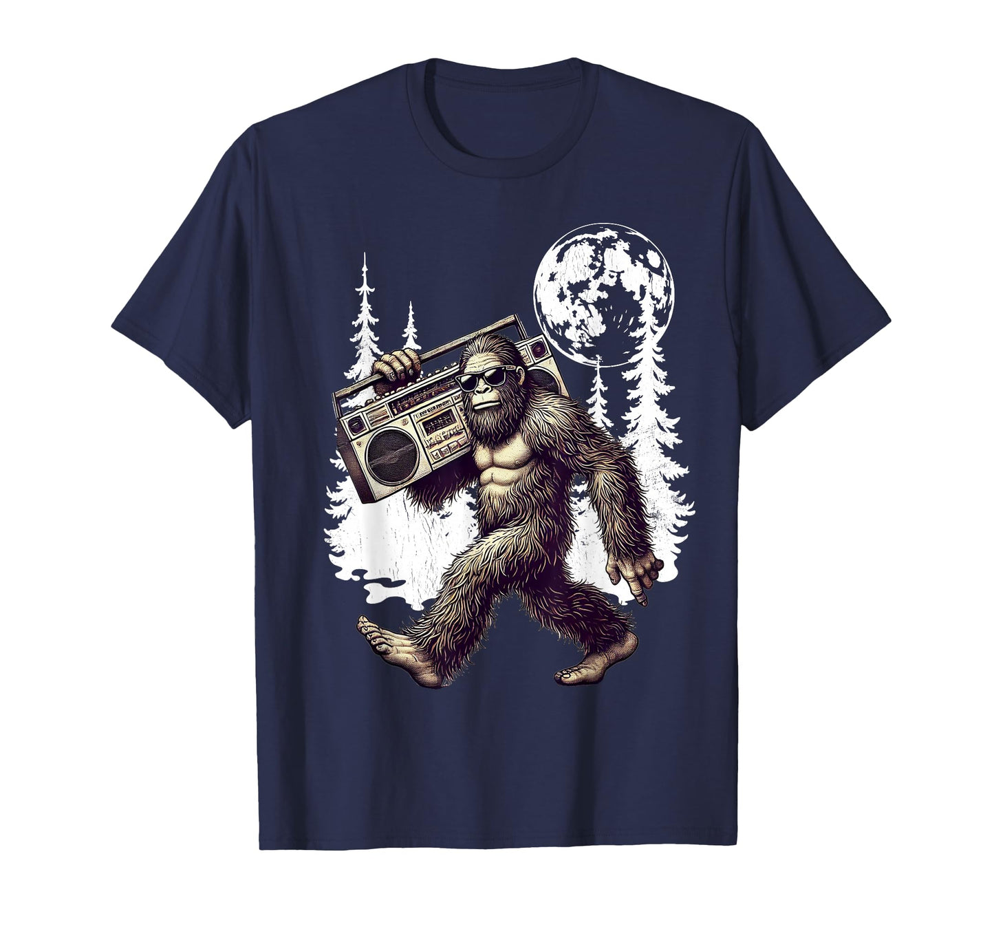 Funny Retro Bigfoot Boombox 80s Hip Hop Sasquatch Vintage T-Shirt