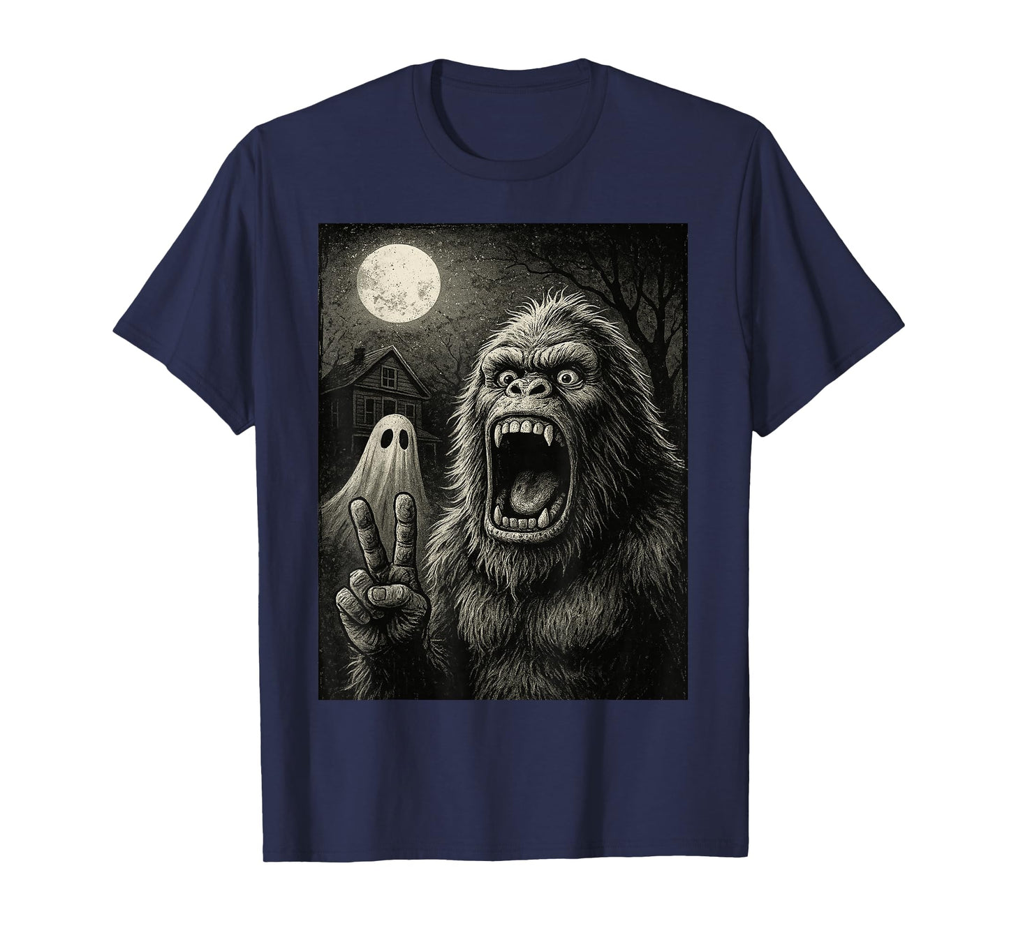 Bigfoot Halloween Funny Sasquatch Ghost Men Boy Kids Bigfoot T-Shirt