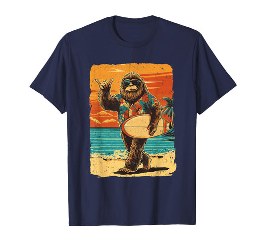 Funny Bigfoot Aloha Hawaiian Surfing Tropical Beach Surfer T-Shirt
